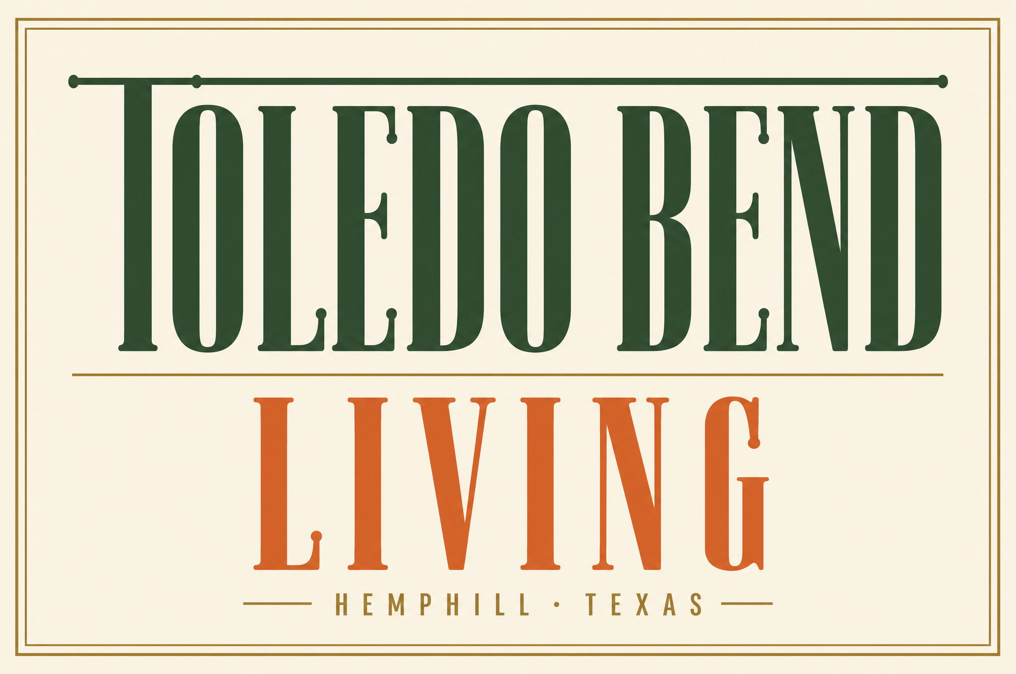 Direction A: Vintage Outdoor Badge wordmark for Toledo Bend Living