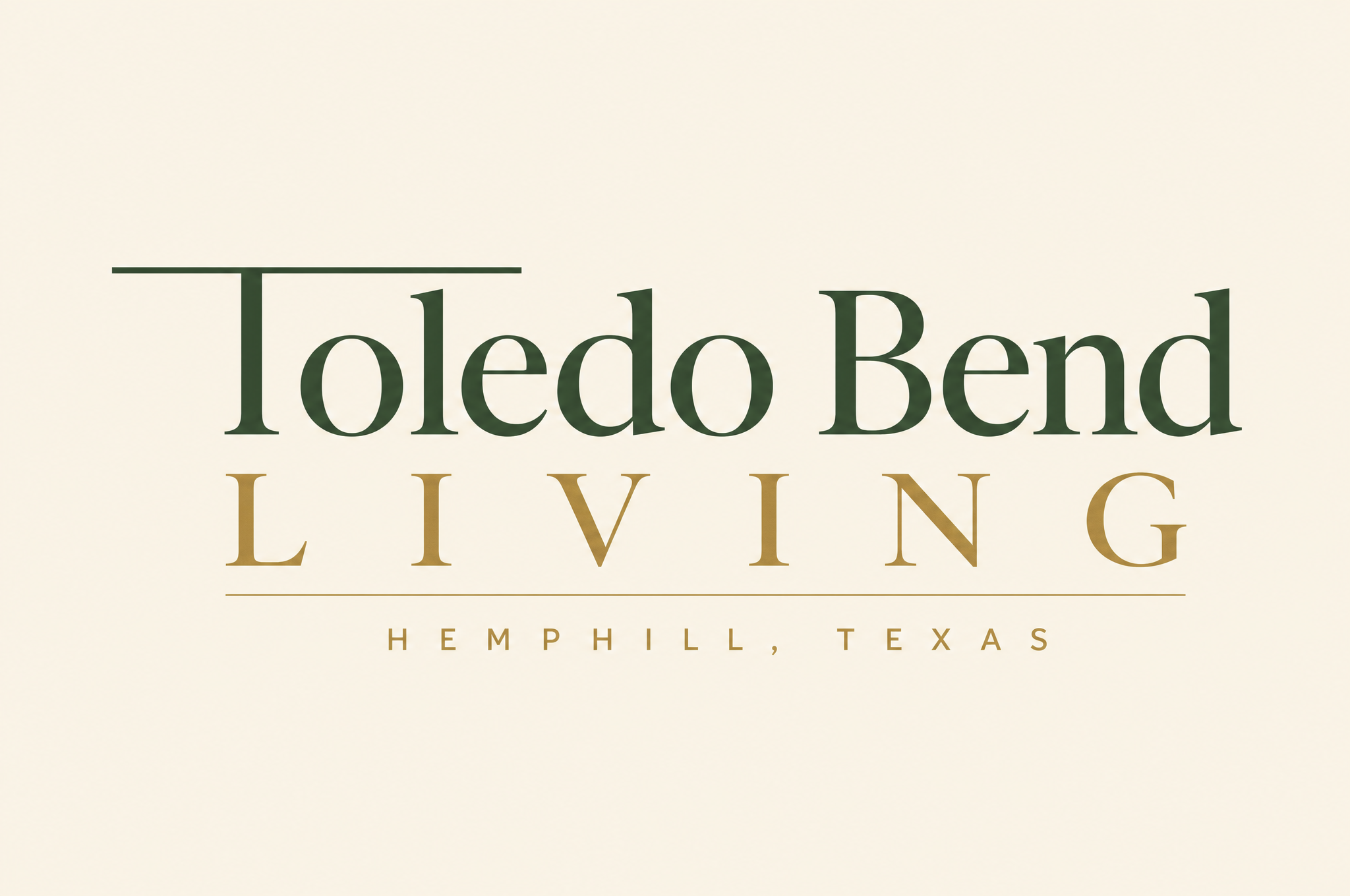 Direction B: Modern Refined Serif wordmark for Toledo Bend Living