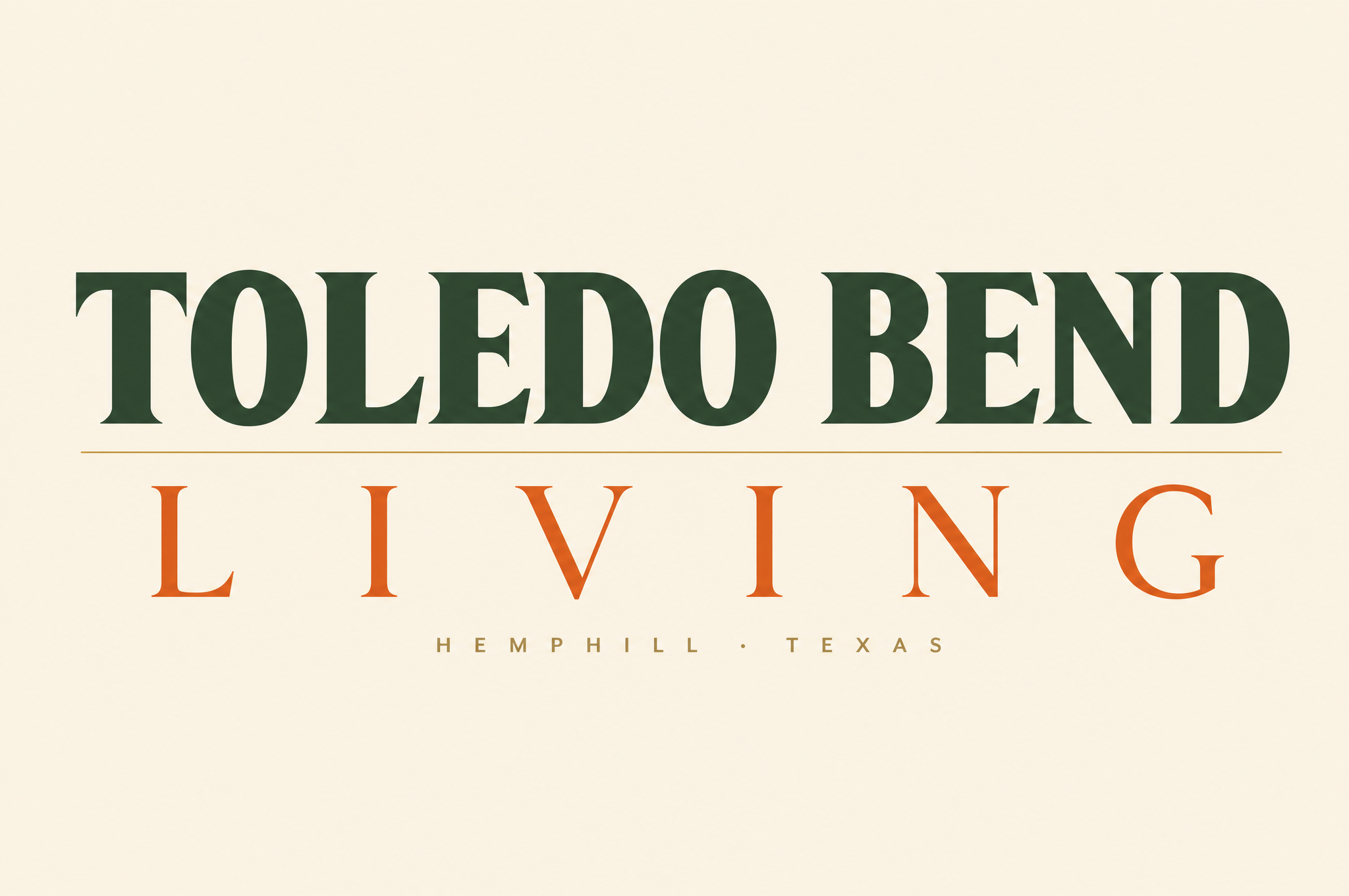 Direction C: Bold Weight Contrast wordmark for Toledo Bend Living