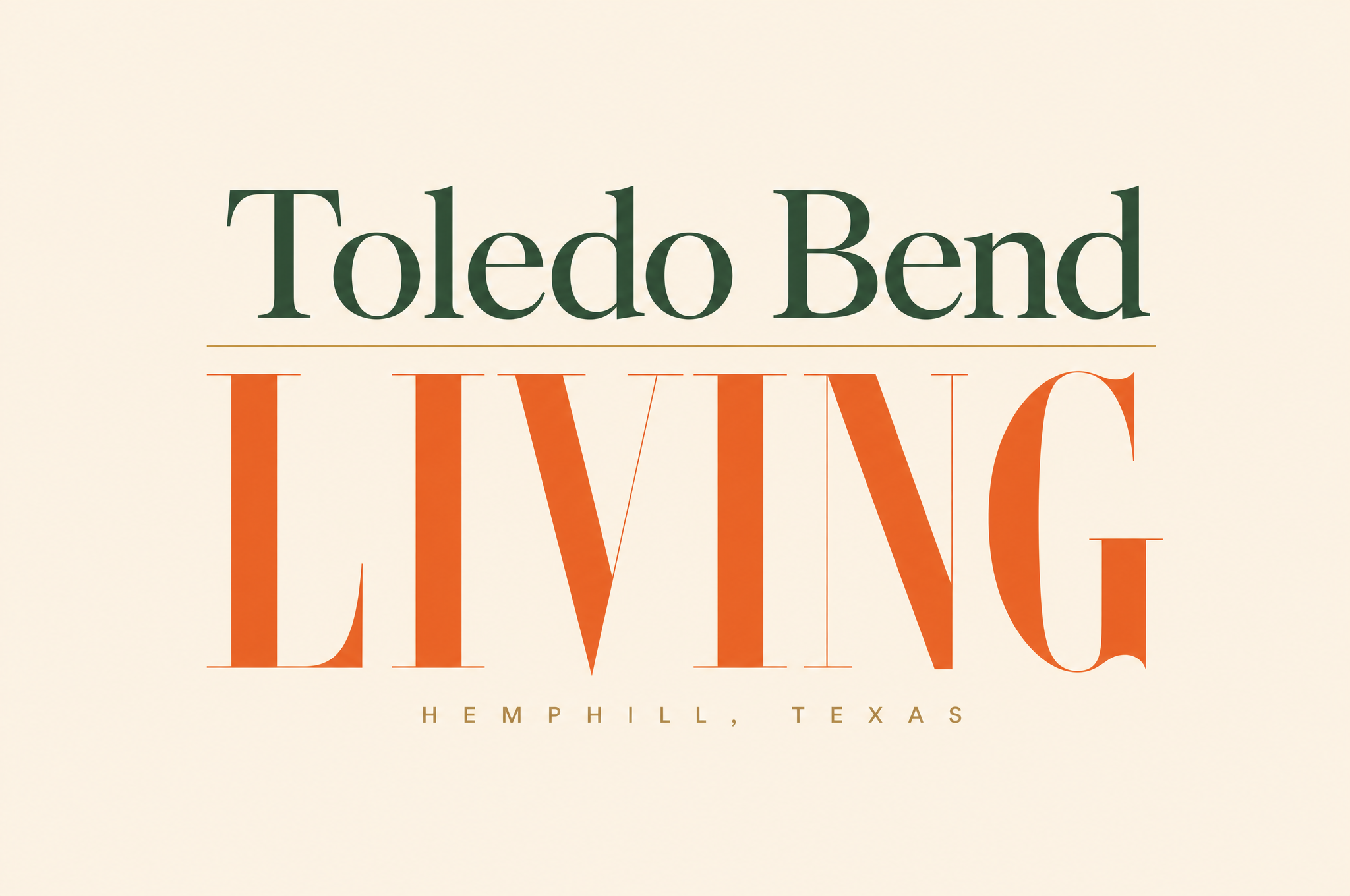 Direction E: Reversed Drama wordmark for Toledo Bend Living